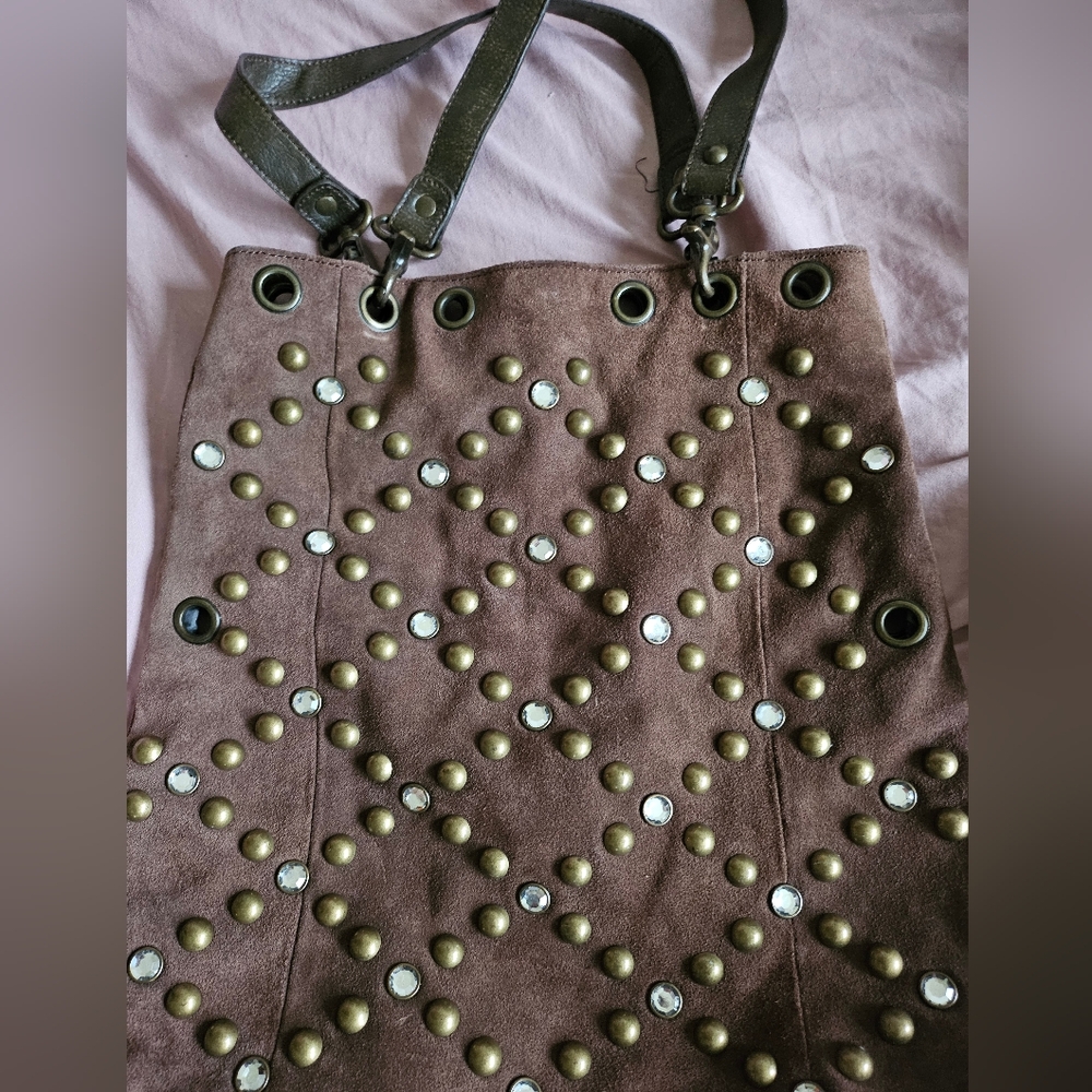 Steve Madden Suede Shoulder bag🤎 Studded With Faux Crystals♡ Pre-owned